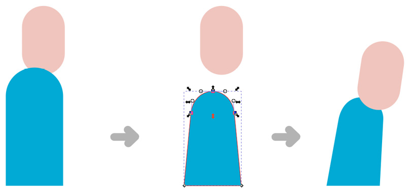 Figure 4.13 – Changing the position of the top nodes and the head to create a different posture