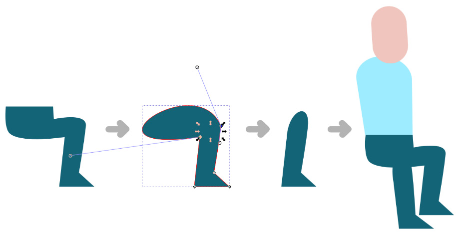 Figure 4.21 – Deleting the nodes of the leg to build the other leg