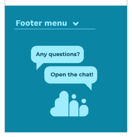 Figure 6.18 – The mobile footer with the hidden navigation and the contact icon