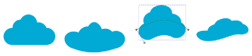 Figure 8.2 – The original cloud path and more versions of it with the Bend effect