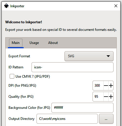 Figure 8.8 – The simple settings of Inkporter