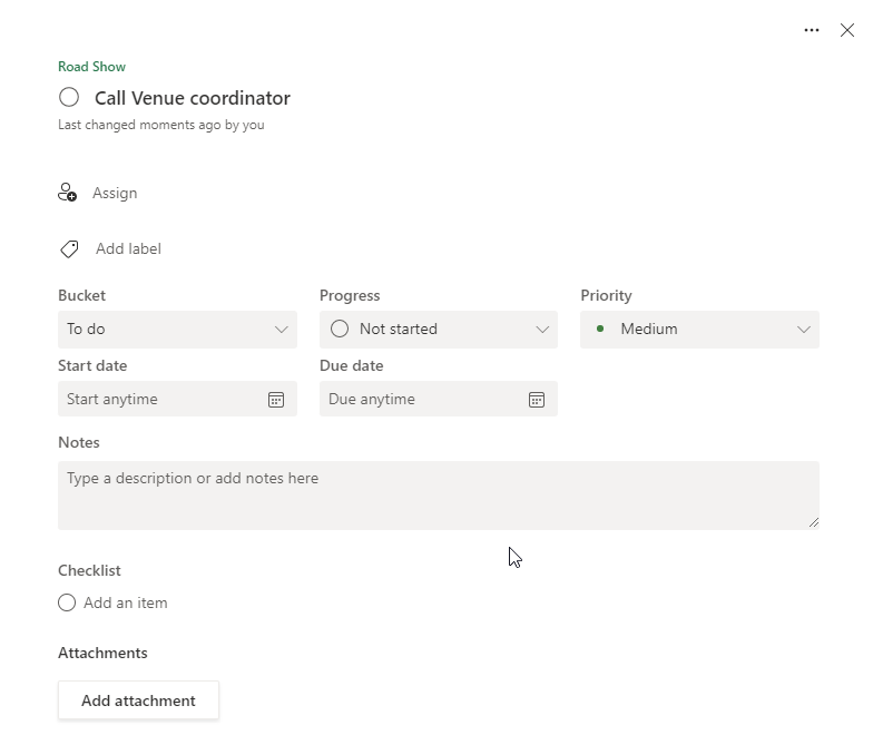 Figure 6.9: Option to update the task with a start date and due date