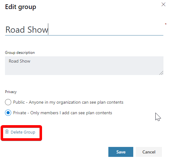 Figure 6.31: Confirmation window for deleting a group