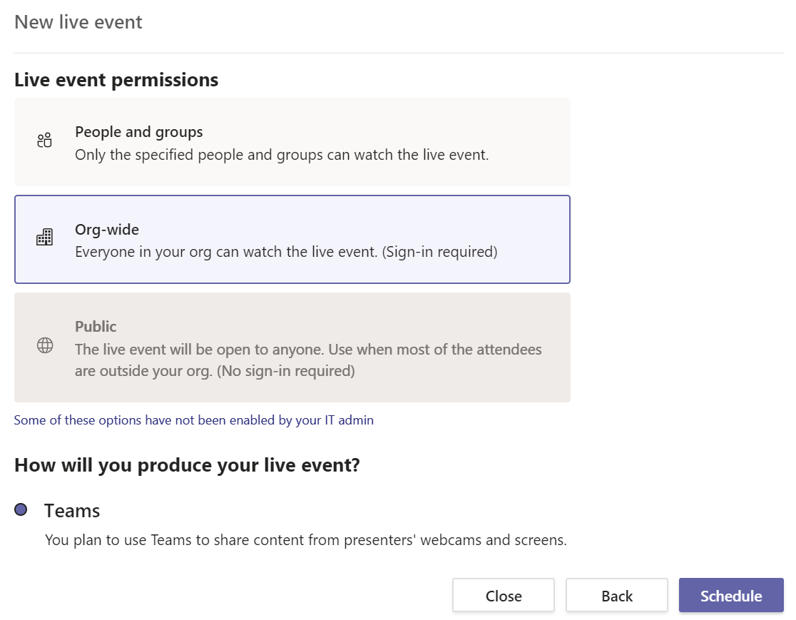 Figure 8.49: Live Event Permissions