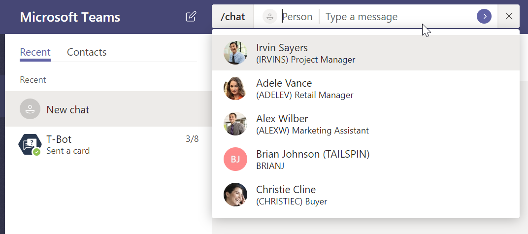 Figure 8.70: Initiate chat with individuals or group