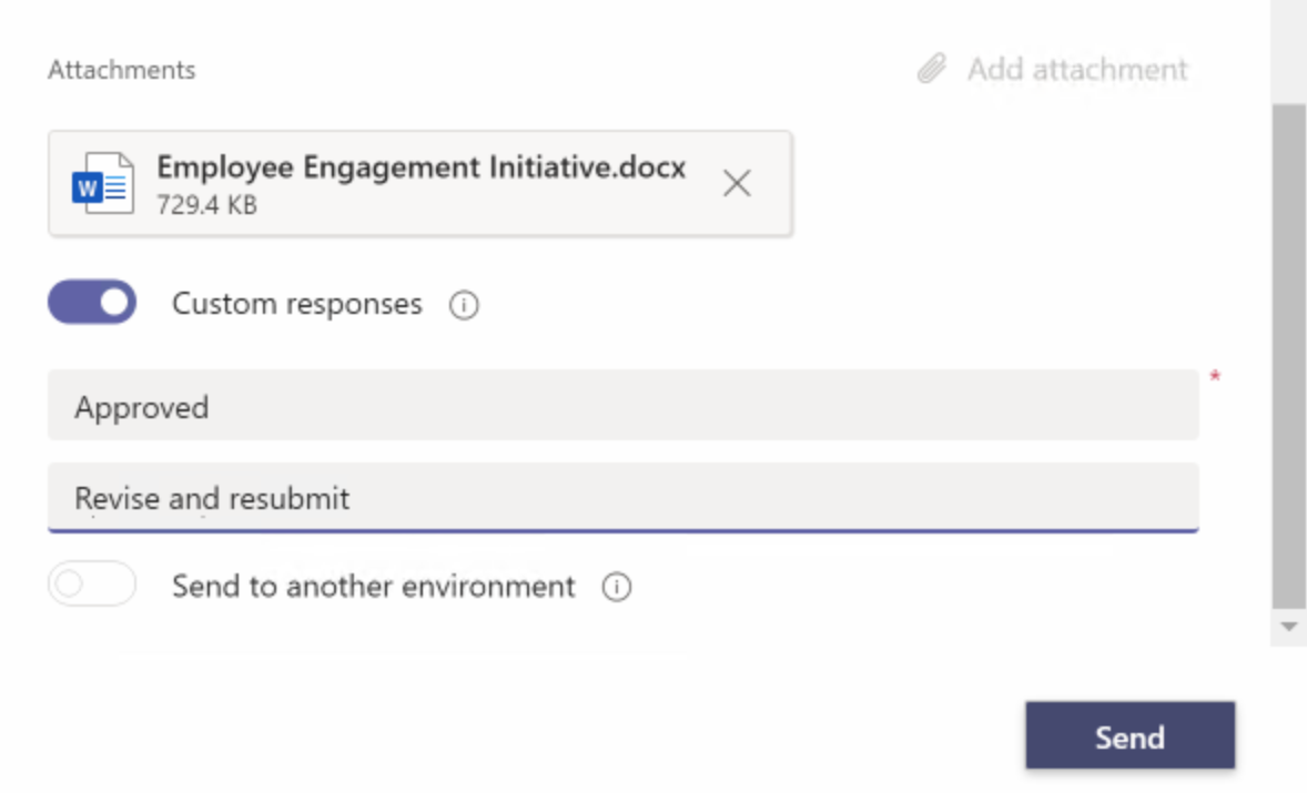   Figure 8.78: An approval request being configured with custom response options