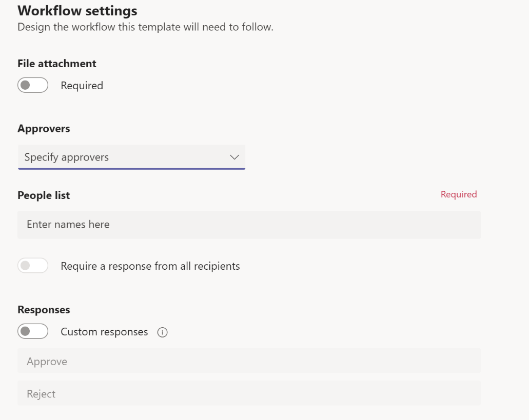 Figure 8.90: Approval workflow settings for a template