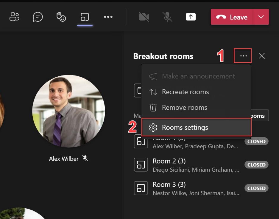 Figure 8.114: Rooms setting location for breakout rooms