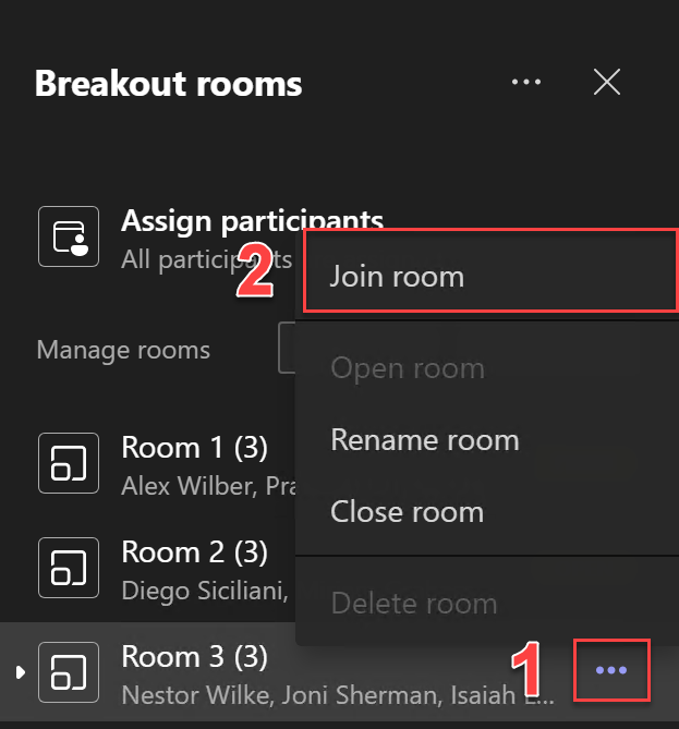 Figure 8.117: Join room link for a breakout room during a meeting