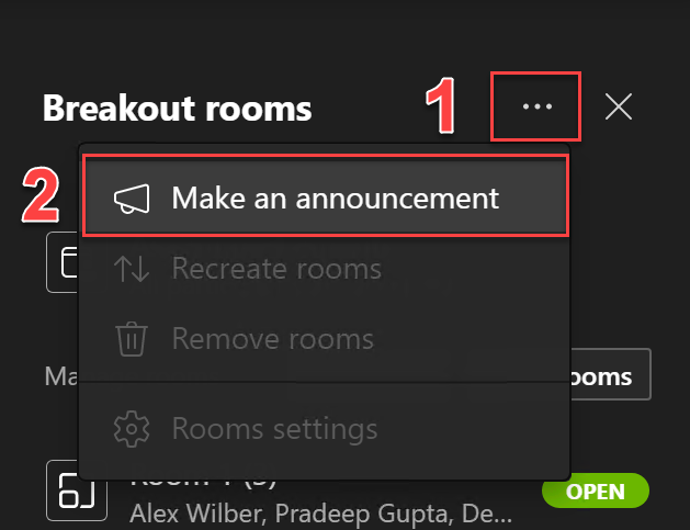 Figure 8.120: Announcement capability for breakout rooms administration