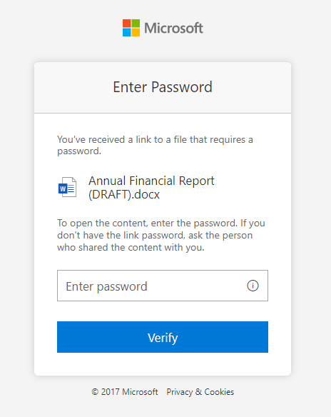 Figure 2.48: Recipient must enter a password to access the shared item