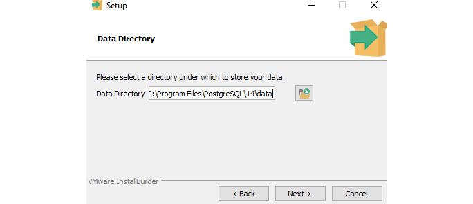 Figure 4.4 – The PostgreSQL installer (select the directory for the data)