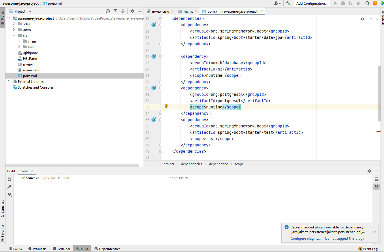 Figure 4.10 – The Spring Boot application (a view of pom.xml)