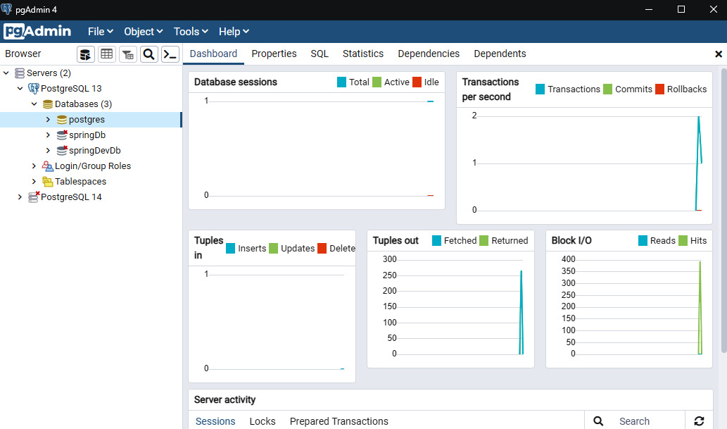 Figure 5.2 – Accessing PostgreSQL server using pgAdmin