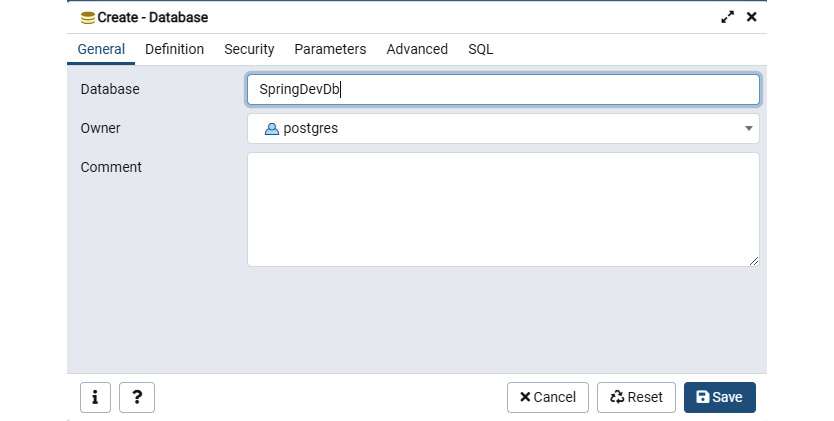 Figure 5.3 – Creating a database