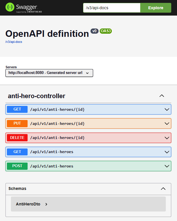 Figure 6.1 – The Swagger UI’s OpenAPI definition page