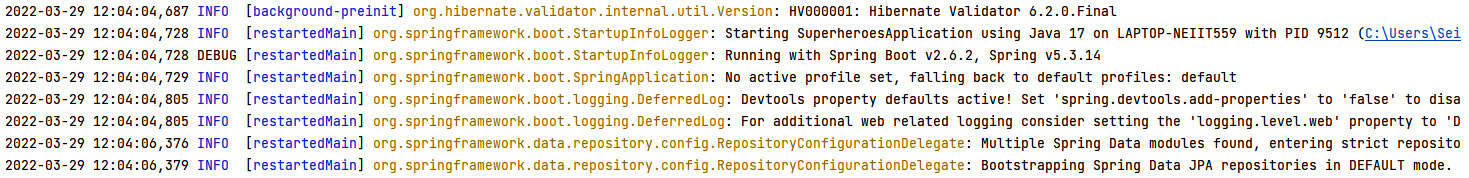 Figure 8.1 – Log events using Logback