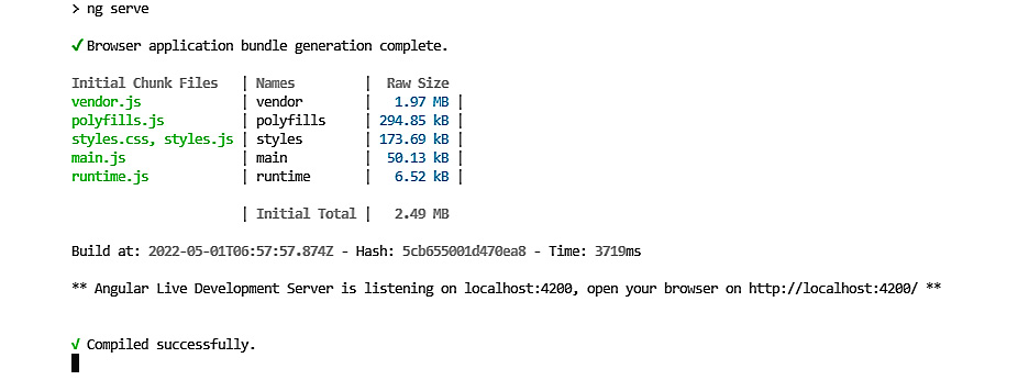 Figure 10.3 – Folder structure and dependencies installed after scaffolding