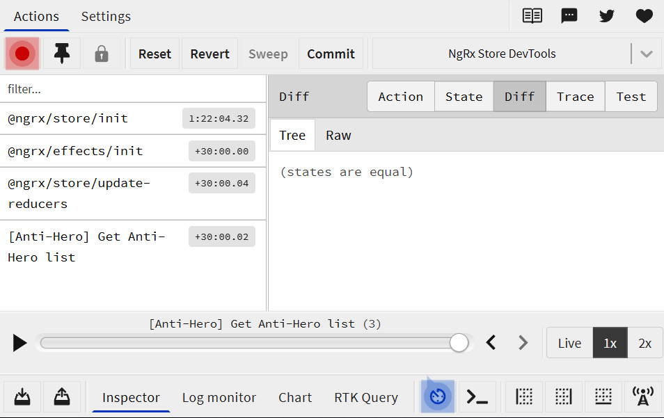 Figure 12.4 – Interface of the Redux DevTools extension