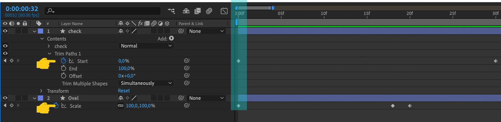 Figure 4.30 – Keyframes position on the timeline
