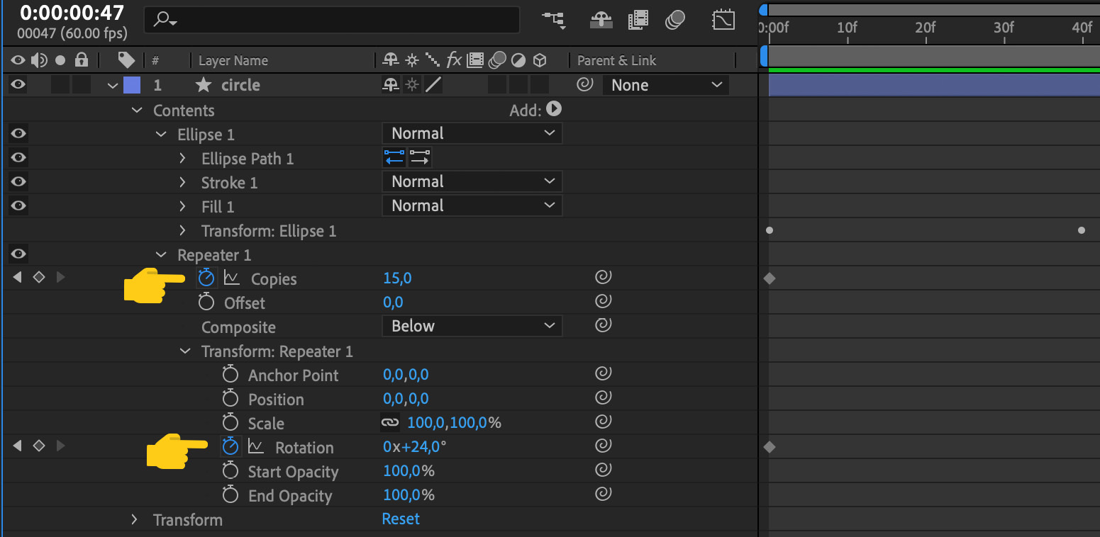 Figure 4.44 – Repeaters properties and transformations view
