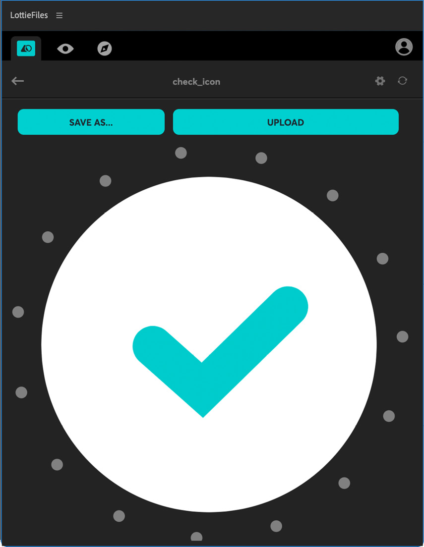 Figure 5.14 – LottieFiles panel – successfully exported Lottie
