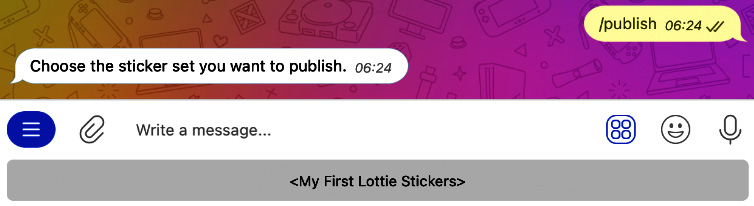 Figure 5.53 – Publish button on the Stickers bot
