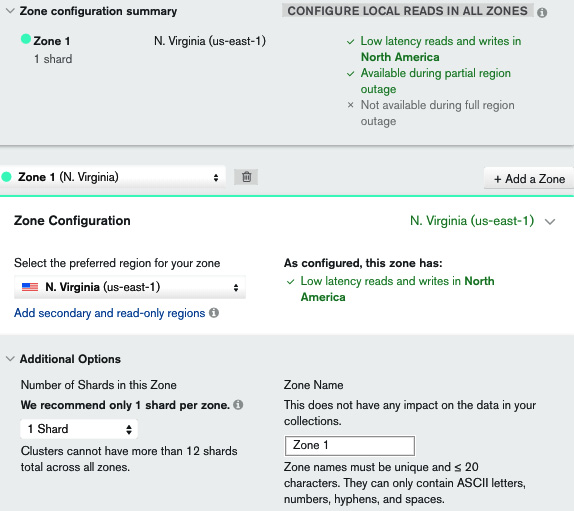 Figure 11.2: Zone configuration summary panel
