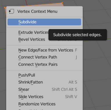 Figure 1.16 – Vertex Context Menu