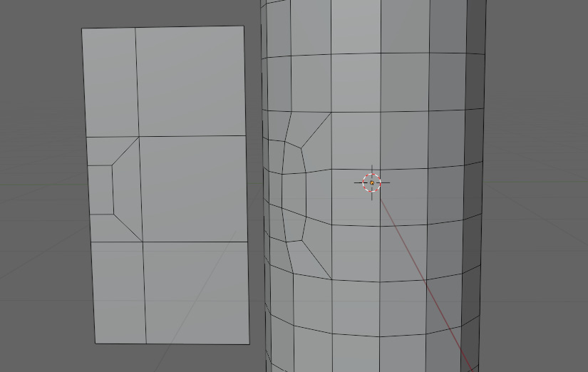 Figure 3.30 – Comparison of a plane (left) and a cylinder (right) with the same topology