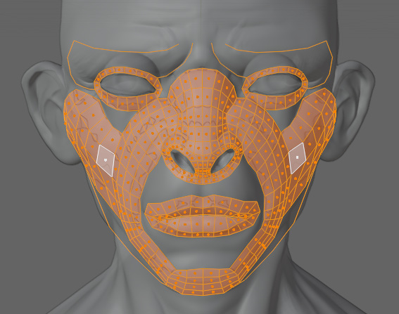 Figure 5.26 – Areas left on the face to retopologize