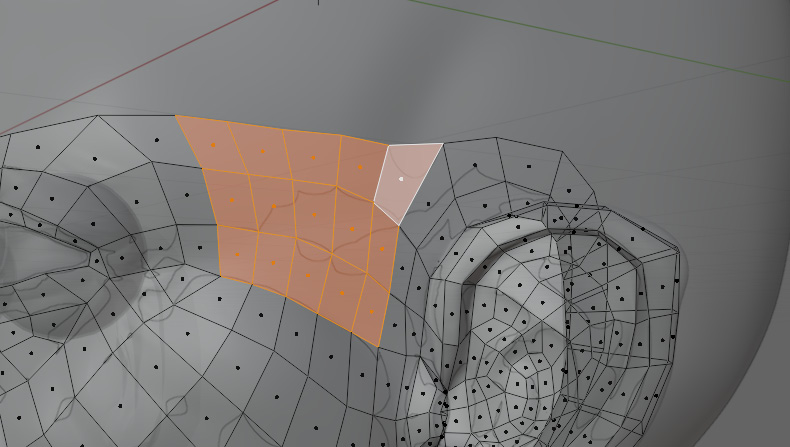 Figure 5.55 – Looping faces between the ear and face