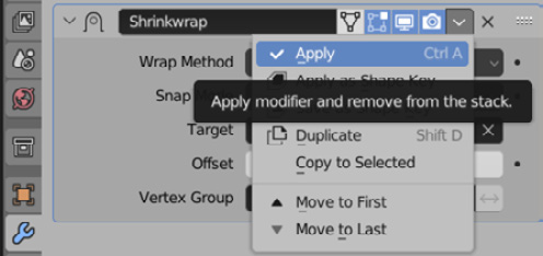 Figure 6.15 – Menu to apply the modifier