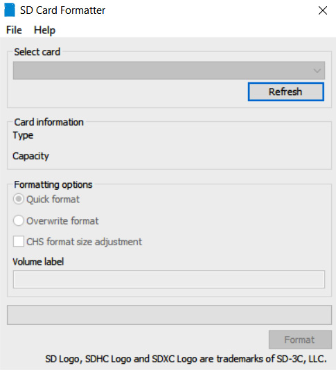 Figure 1.7 – SD Card Formatter application page
