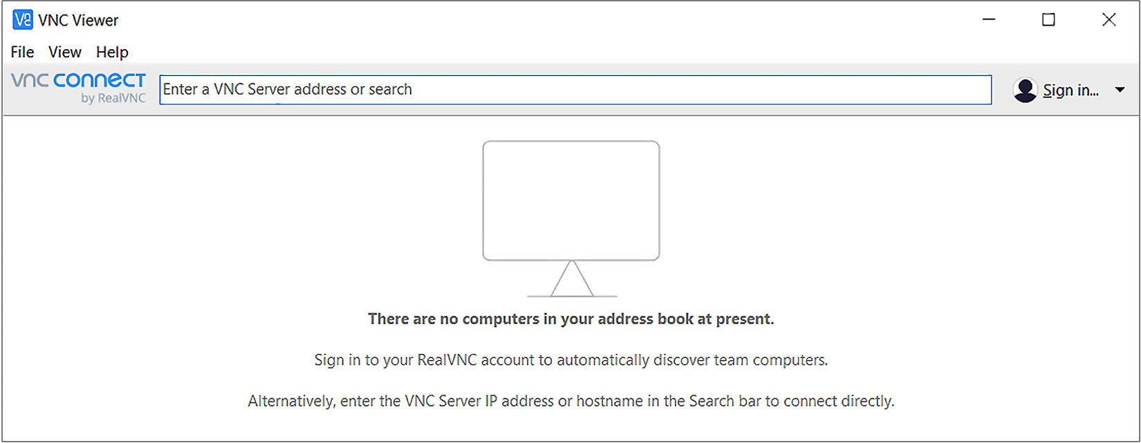 Figure 1.40 – The VNC Viewer application
