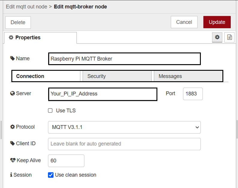 Figure 4.15 – Customizations available when adding a new MQTT broker
