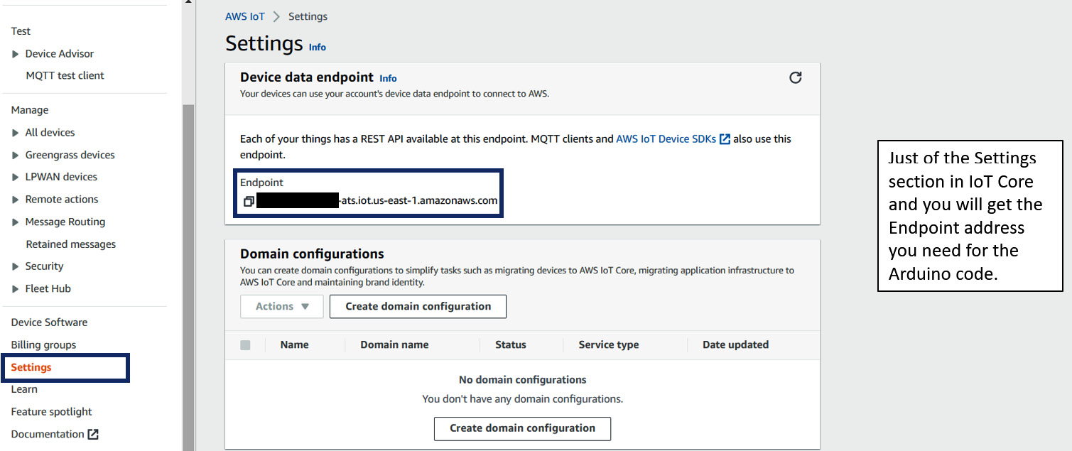 Figure 8.19 – Getting the AWS endpoint for the project
