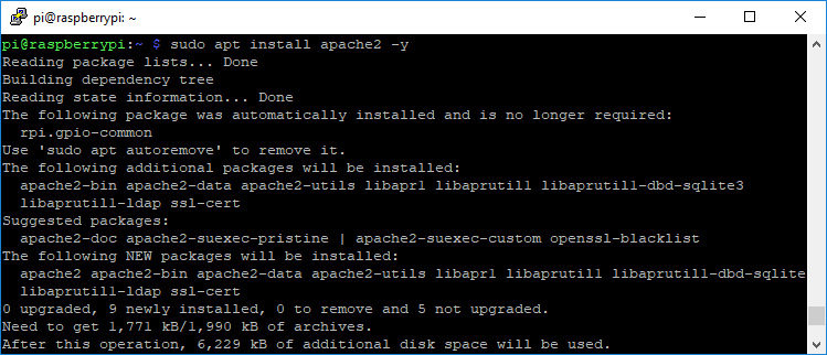 Figure 8.25 – Installing Raspberry Pi Apache2
