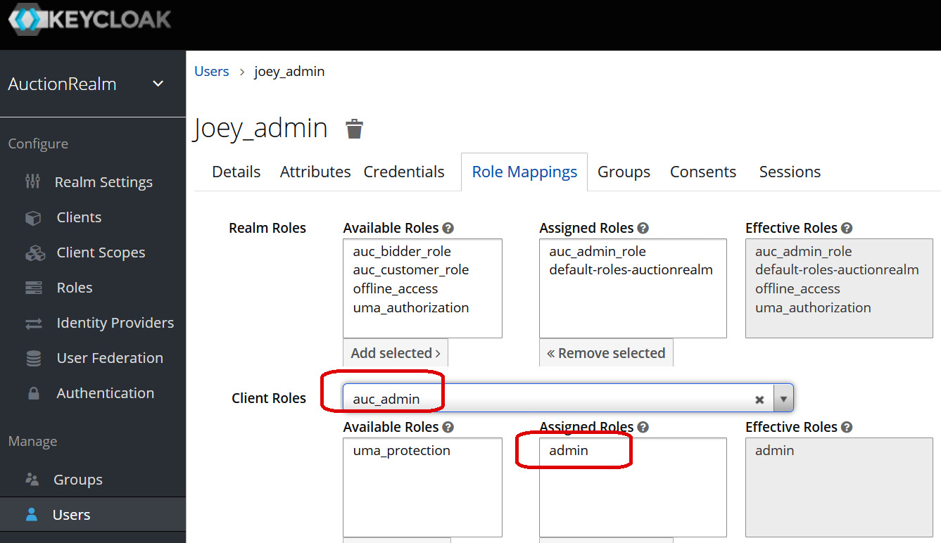 Figure 7.13 – Mapping client roles to users