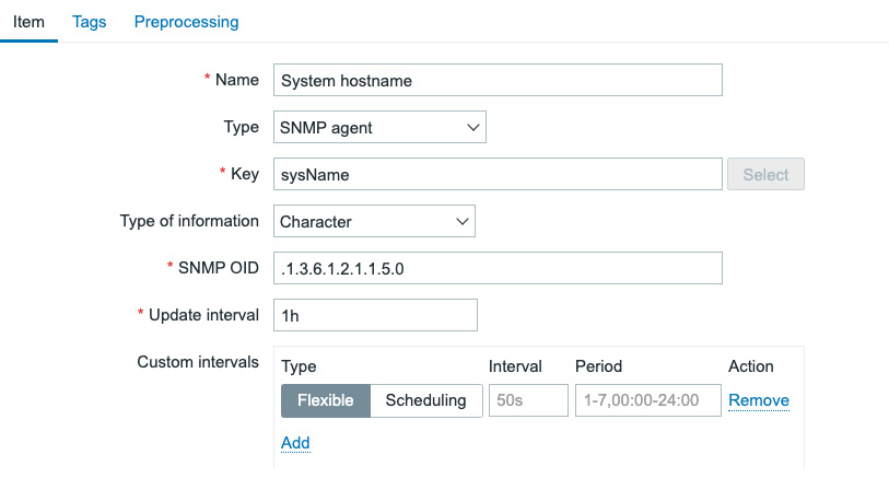 Figure 5.10 – Item for sysName SNMP OID
