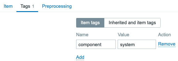 Figure 5.11 – Item for sysName SNMP OID, Tags tab
