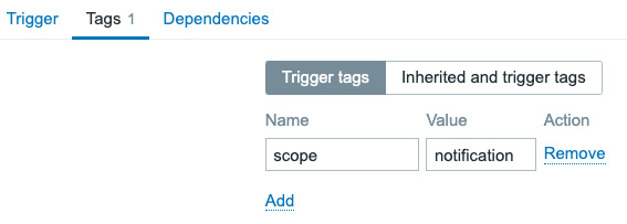 Figure 5.20 – Trigger creation window for the SNMP template – tag
