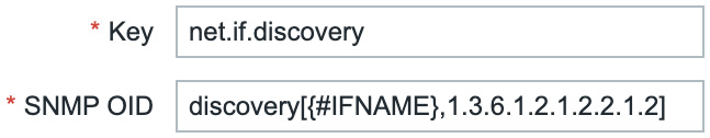 Figure 5.38 – Zabbix LLD discovery key and OID for key net.if.discovery
