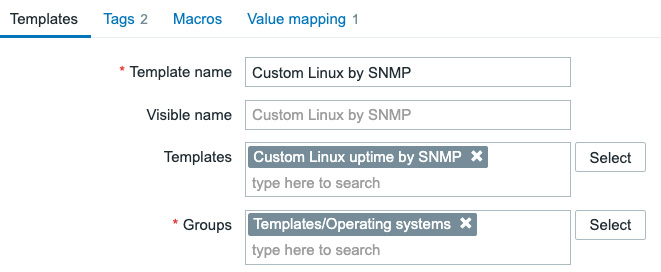 Figure 5.46 – Template link page for master SNMP template
