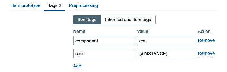 Figure 7.32 – Create LLD item prototype page tag tab, CPU instance C1 time
