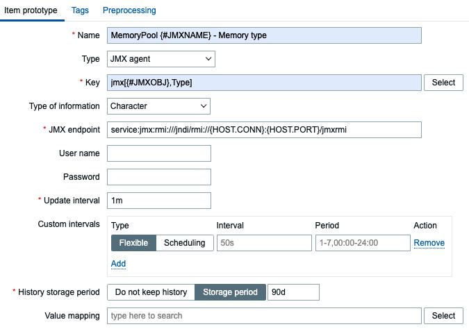 Figure 7.41 – Item prototype creation page, MemoryPool Memory type
