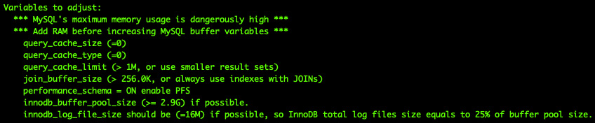 Figure 11.18 – MySQL tuner script output
