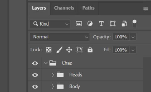 Figure 3.32: Eyes Open layers renamed properly