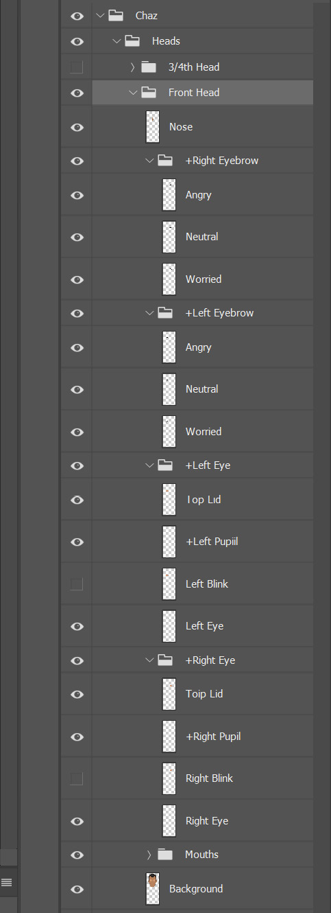 Figure 3.42: The front head’s layer list