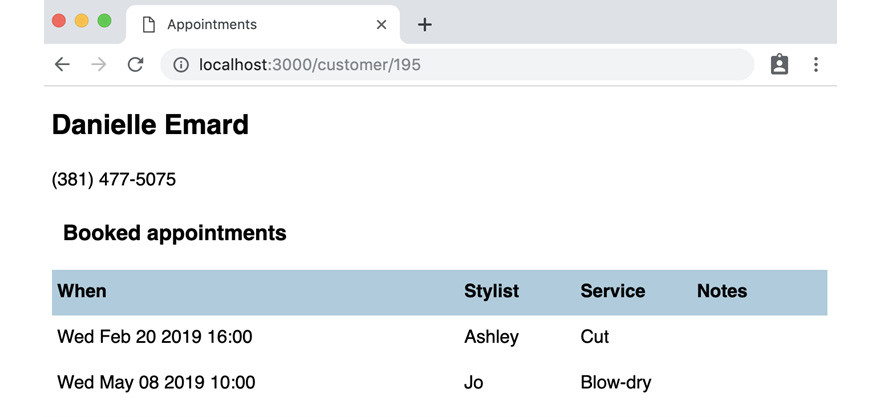 Figure 13.1 – The new CustomerHistory component
